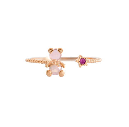 Rose Gold Bear Ring with Crystal & Star Accent – Cute Fashion Jewelry