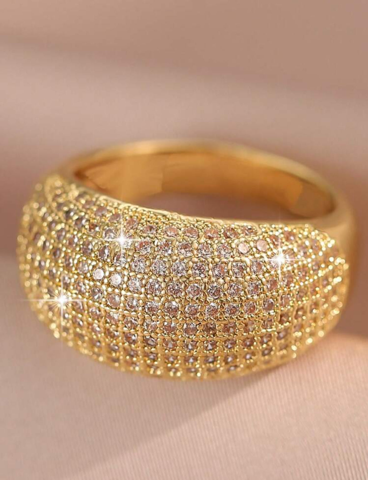 Luxury Zirconia Ring | Size 7 18K Gold-Plated Statement Ring