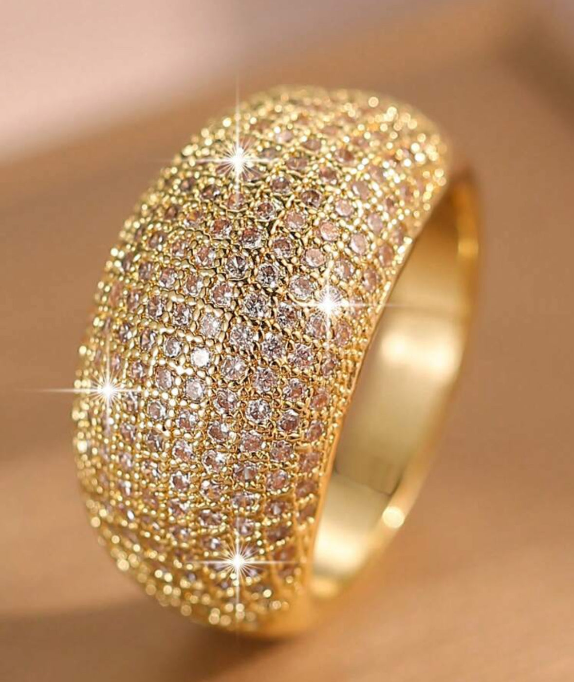 Luxury Zirconia Ring | Size 7 18K Gold-Plated Statement Ring