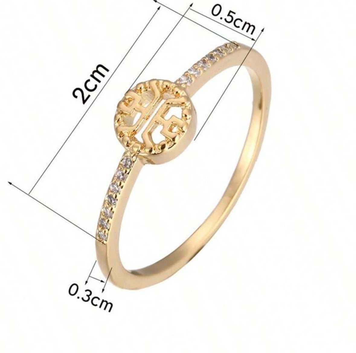 Simple Cubic Zirconia Inlay Ring | Versatile Gold-Plated Band