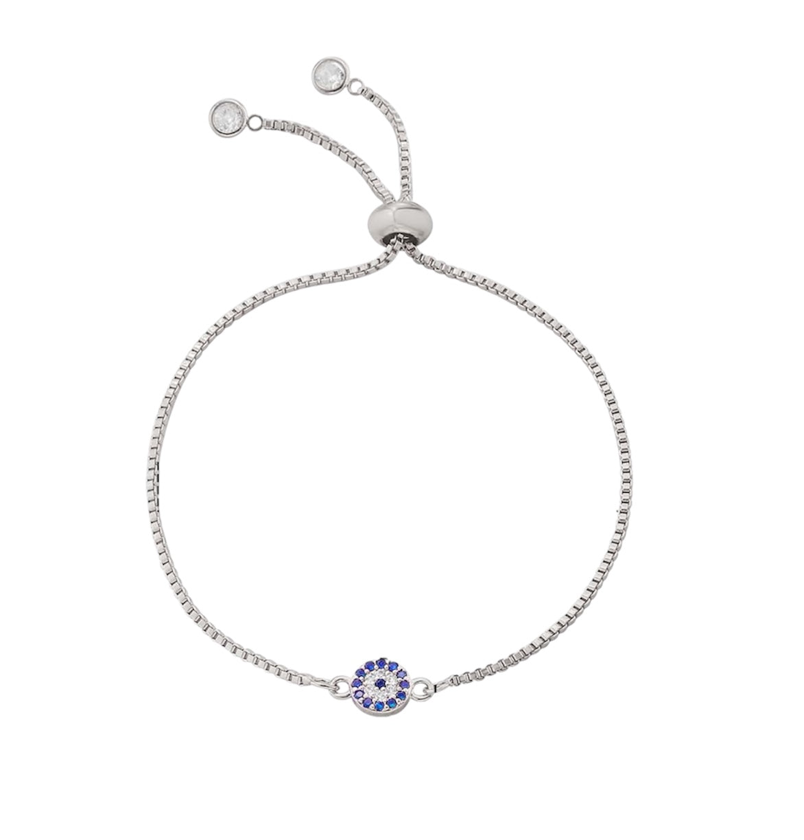Evil Eye Cubic Zirconia Adjustable Pull Cord Bracelet