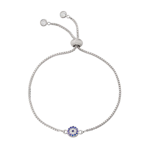 Evil Eye Cubic Zirconia Adjustable Pull Cord Bracelet